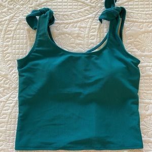 Kortni Jeane Tank Tie Top in Ribbed Teal